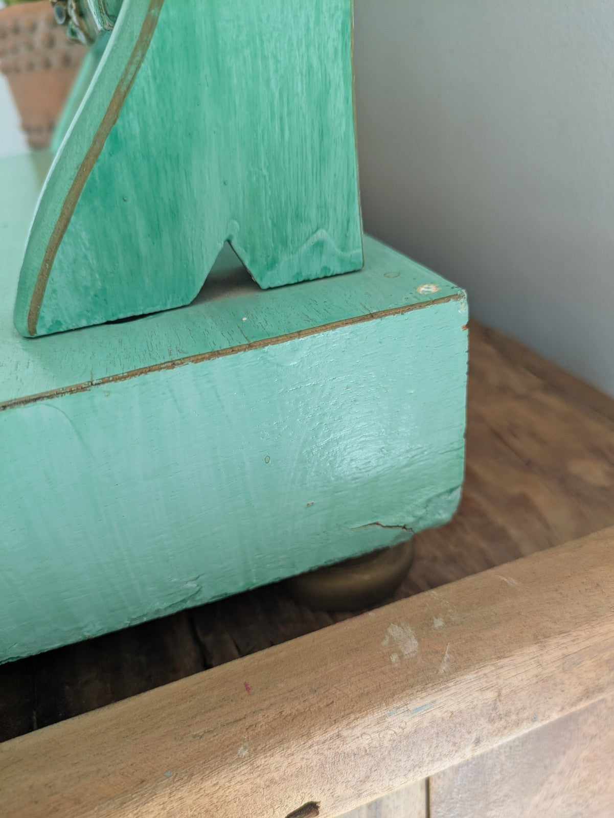 Antique Victorian Edwardian Wood Table Vanity Mirror Drawers Turquoise Floral Vg