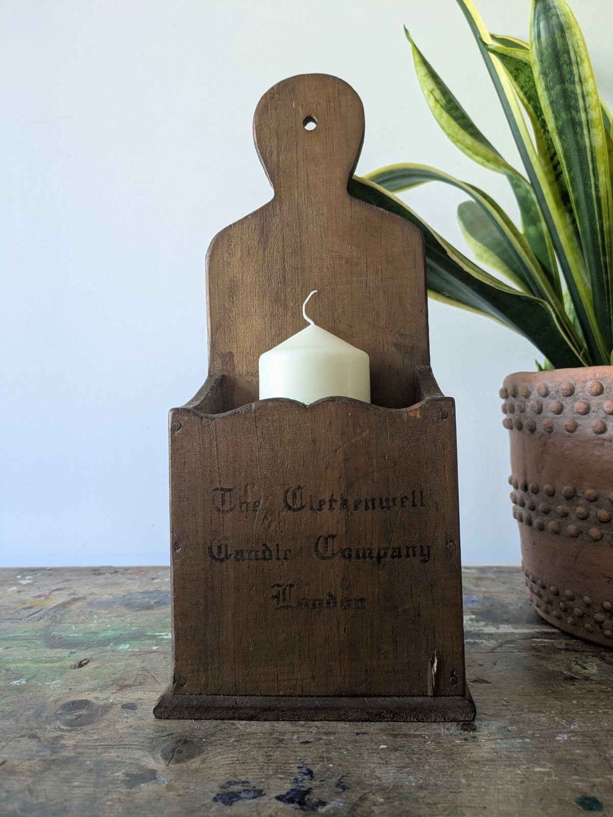 RUSTIC WOODEN COUNTRY HOUSE GOTHIC CHURCH STYLE CANDLE BOX WALL SCONCE VTG STYLE