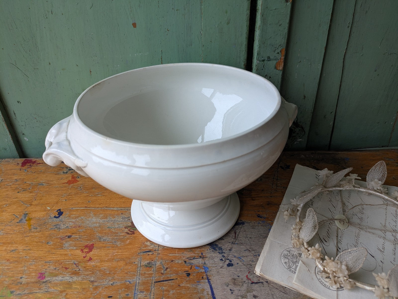 Antique French Faience Soup Tureen/ Soupiere Digoin & Sarreguemines Circa 1930