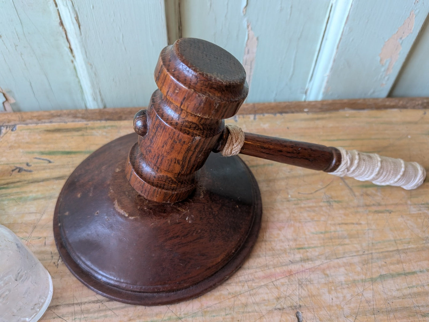 Vintage Wooden Gavel and Block Set Gift Auctioneer Judge Court Prop TV Film Vgc
