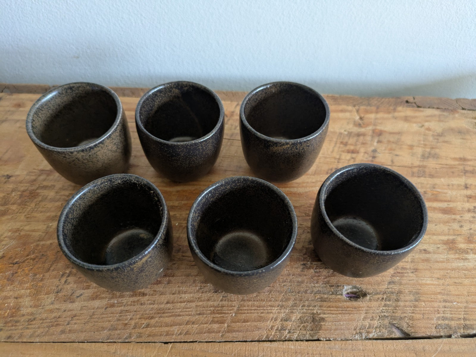 6x Vintage Denby Brown Glaze Egg Cups 1970s Retro Mid Century Prop Kitchen Set 