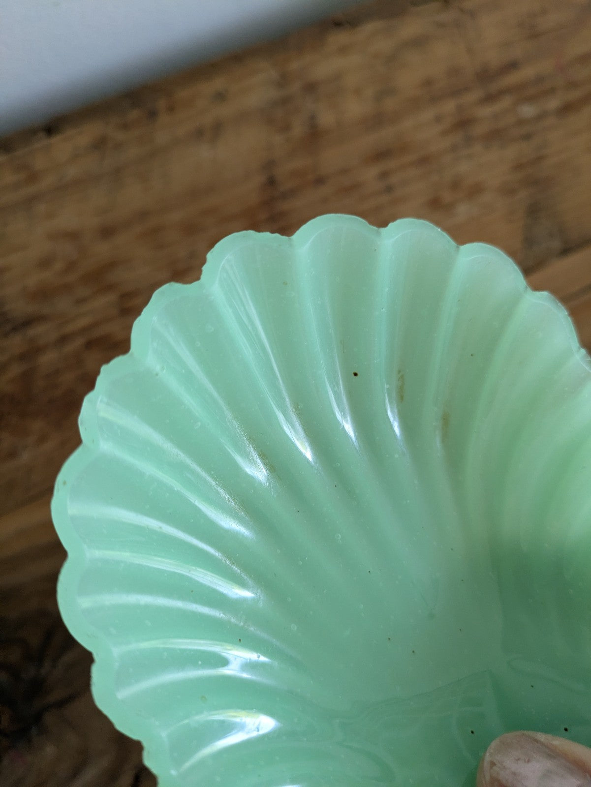 3x Vintage Uranium Green White Milk Glass Bowls Dishes Shell Clam Art Deco Early
