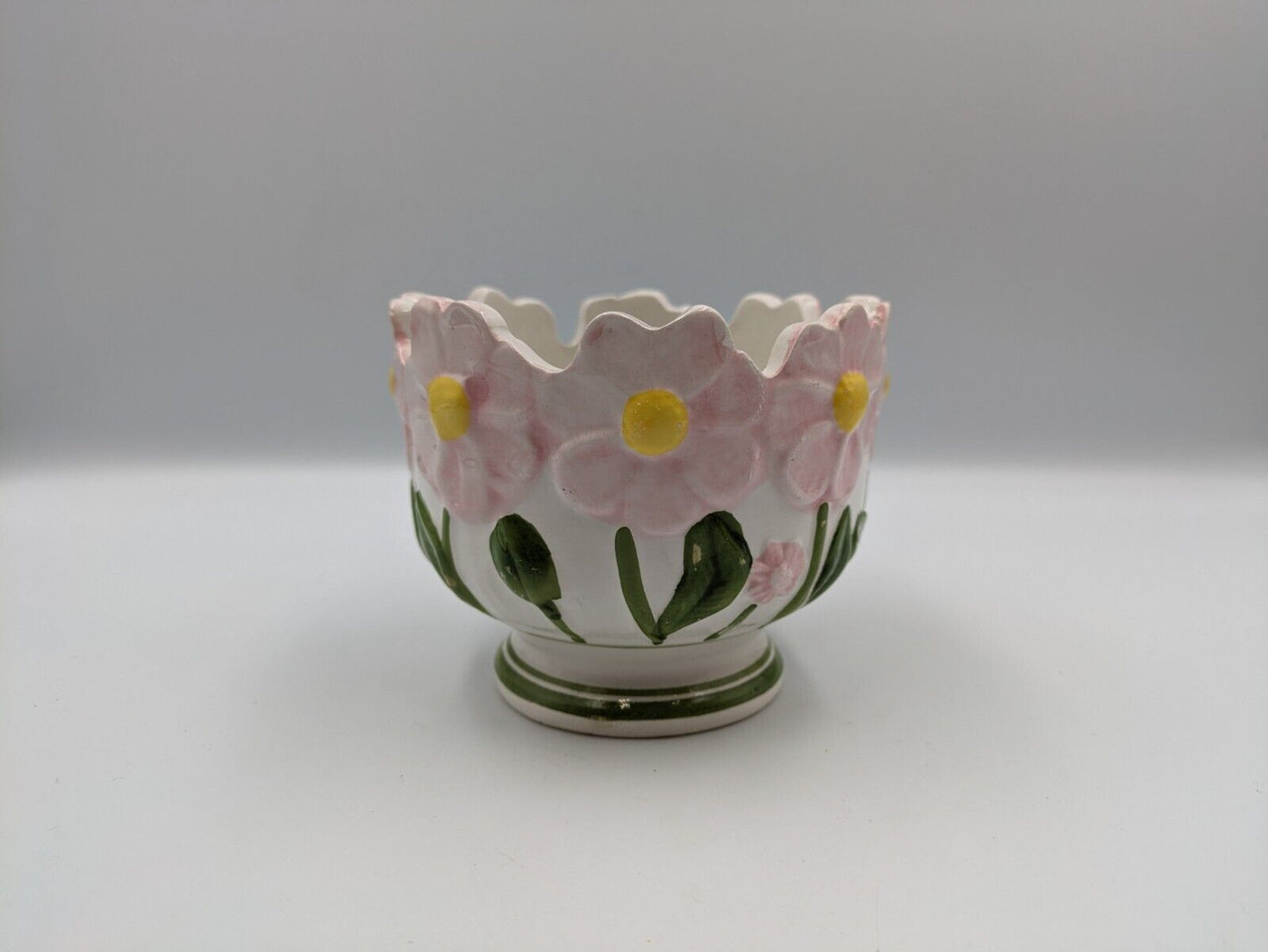 Bassano Ceramic Plant Pot Planter Made In Italy Vintage Daisy Flower Floral Vgc