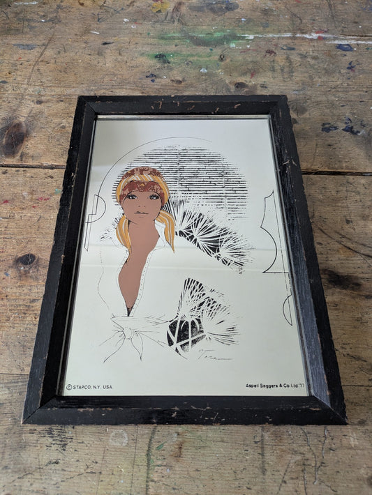 Aspell Saggers & Co 77 Advertising Mirror Sapco - Framed Retro Model Woman VTG 