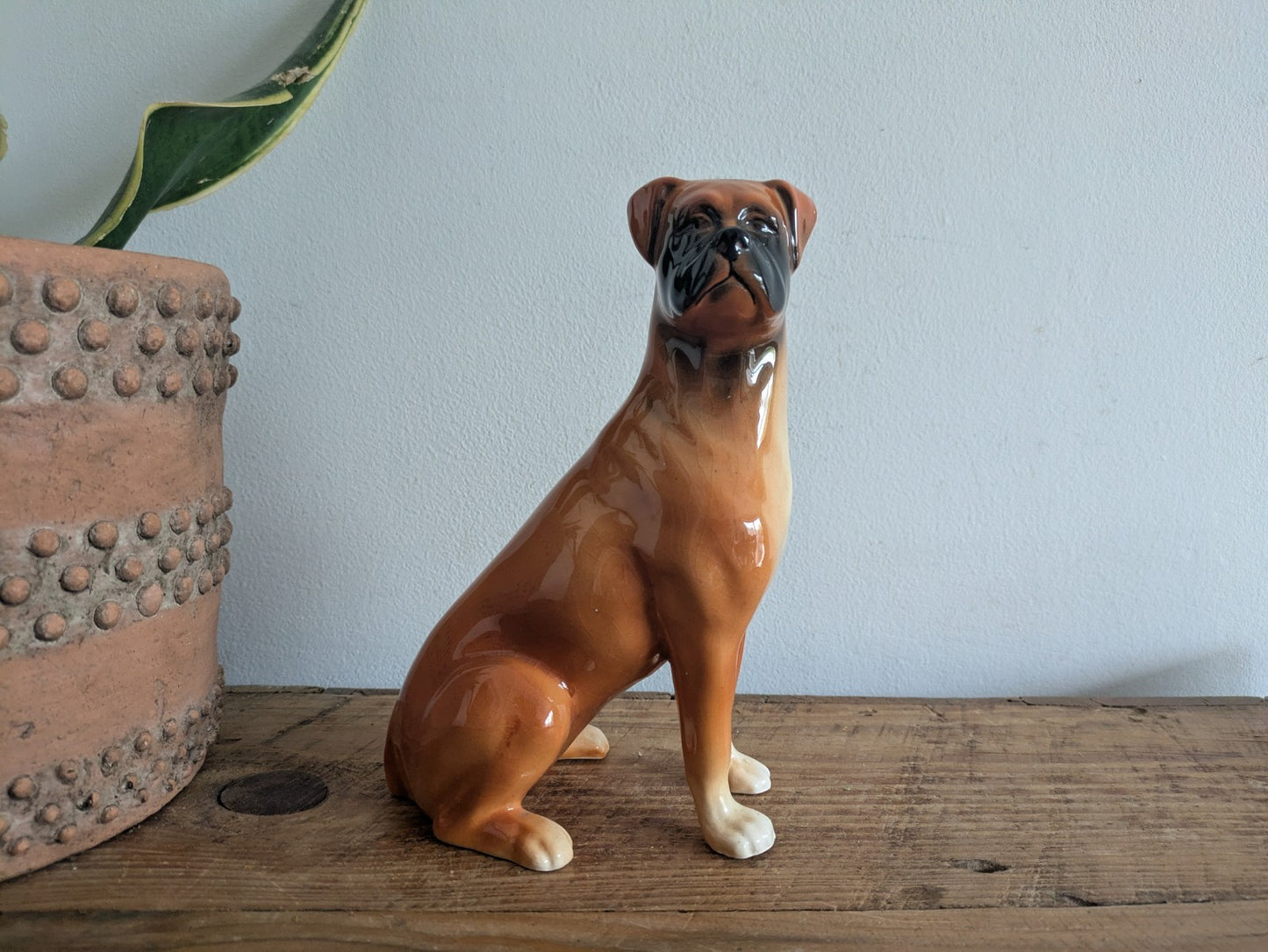 Jema Holland? Ceramic Boxer Dog Figurine Ornament Vintage Prop Old Original 