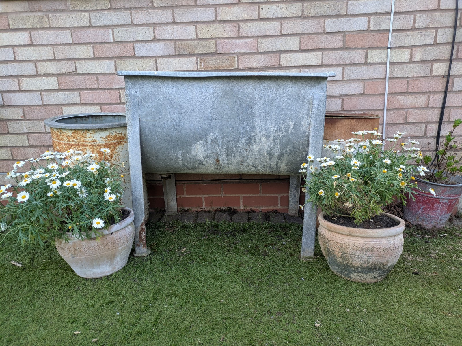 Galvanised Dairy Tank Planter Water Holder Garden Allotment Tub Farm Feed Sink 