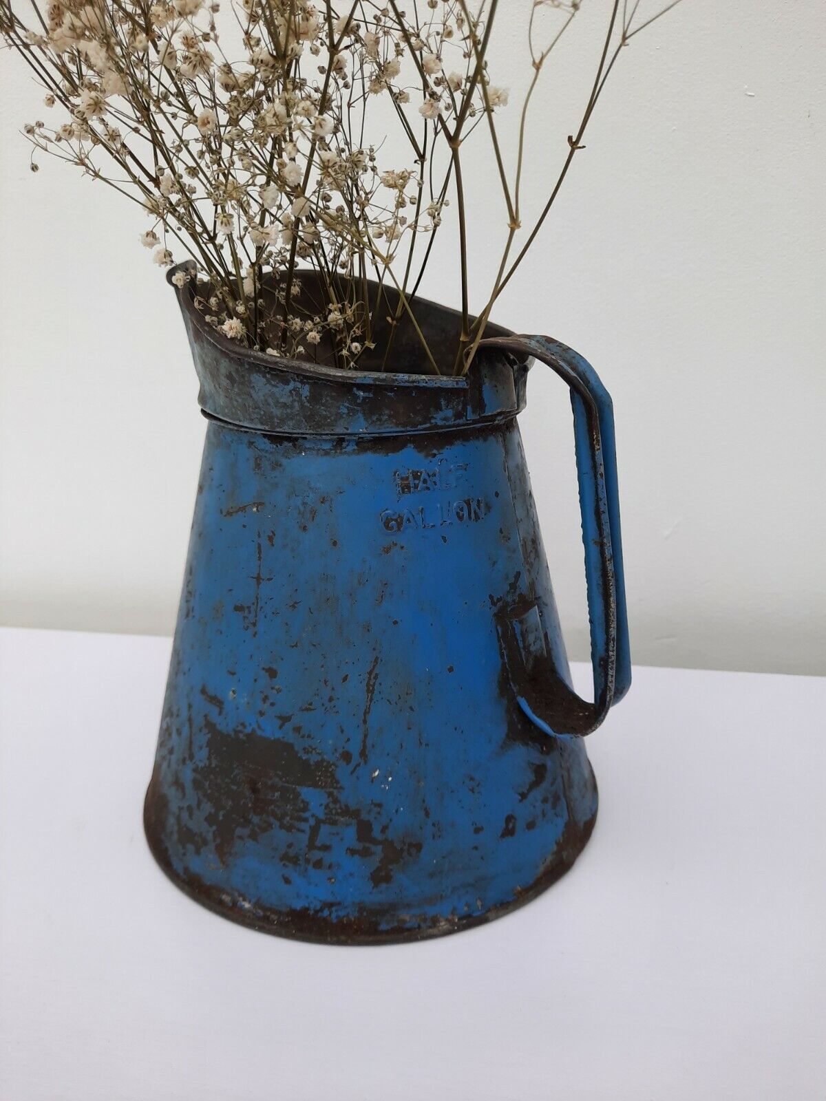 Vintage Blue Oil Jug, Pourer, Half Gallon, 1960's / 1970's Automobilia blue vase