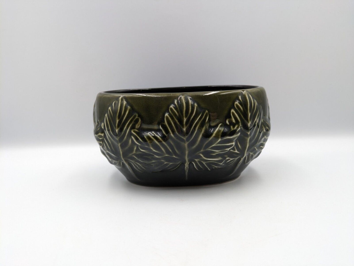 Sylvac 4205 Autumn Leaves Vase, retro, vintage, sycamore Maple Oval Deco Green