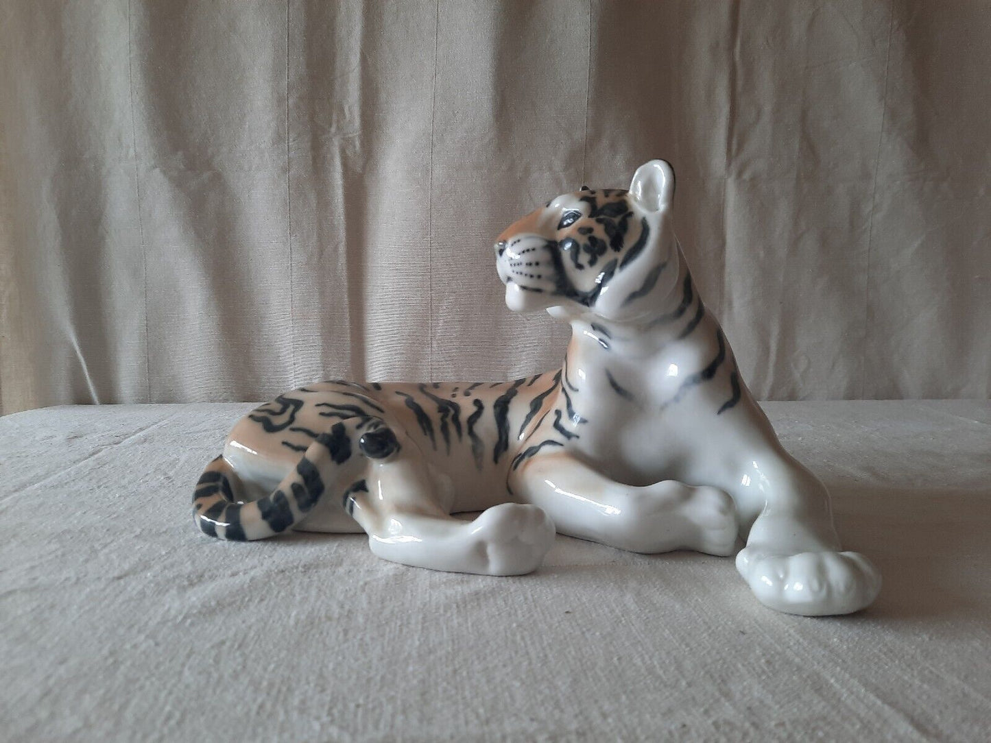 Rare Large Russian Lomonosov Tiger Ceramic Figurine Kitsch Collectible Mcm  Vtg