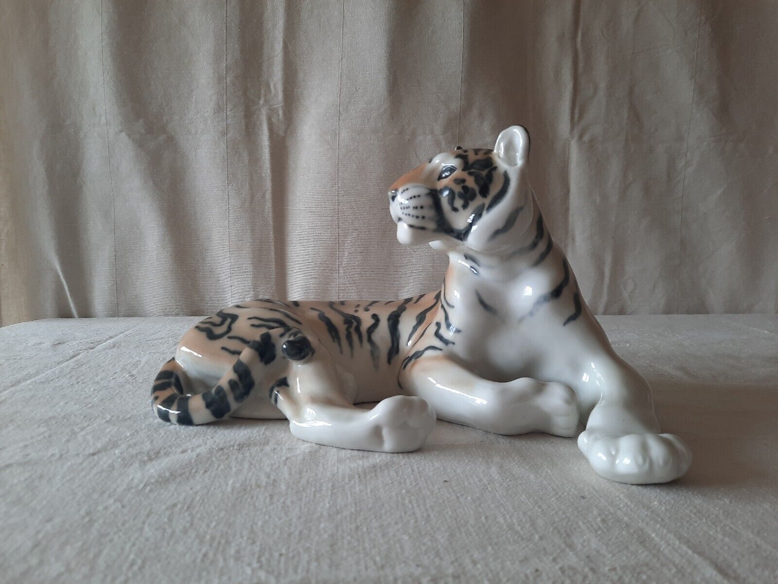 Rare Large Russian Lomonosov Tiger Ceramic Figurine Kitsch Collectible Mcm  Vtg