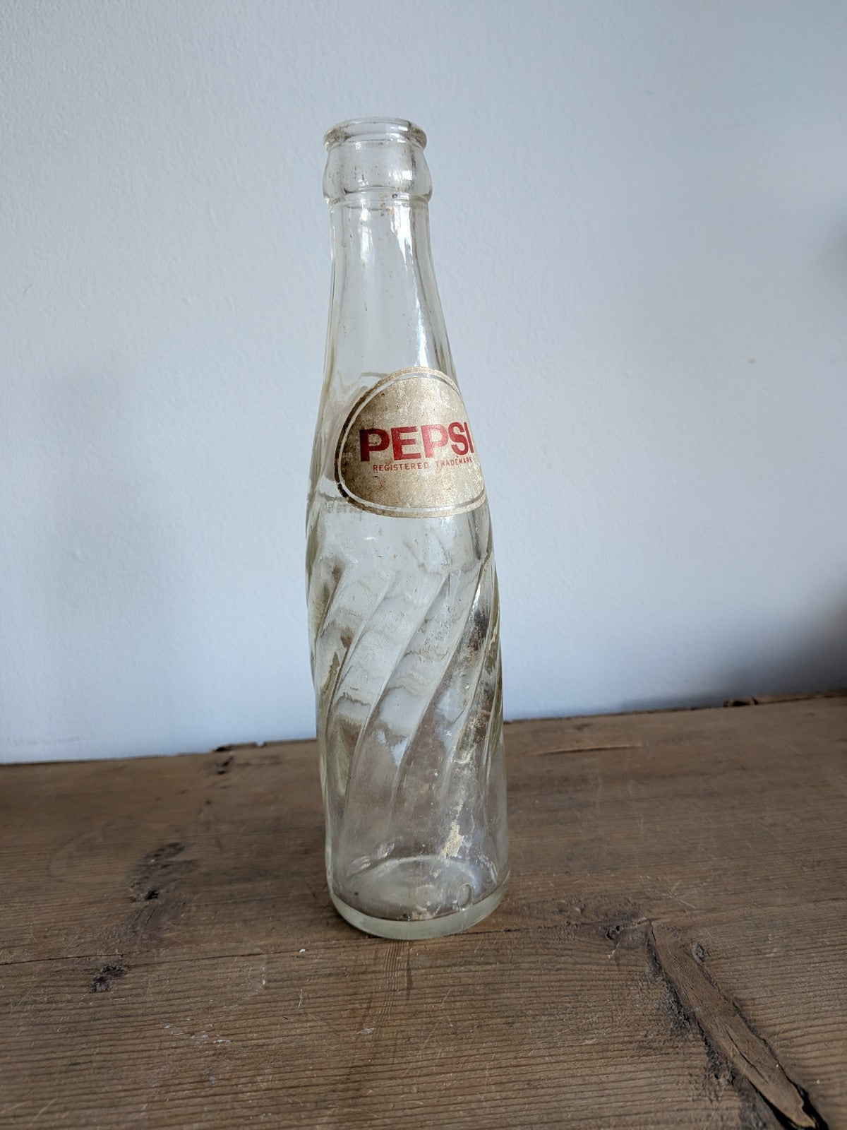 Vintage Pepsi Cola Bottle Script Glass Embossed Bottle 1940's Prop Advertising