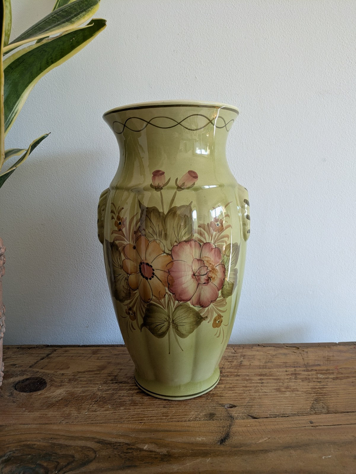 Large Floral Pottery Vase Portugal Simons Bros Ltd Decorative Prop Florist vgc