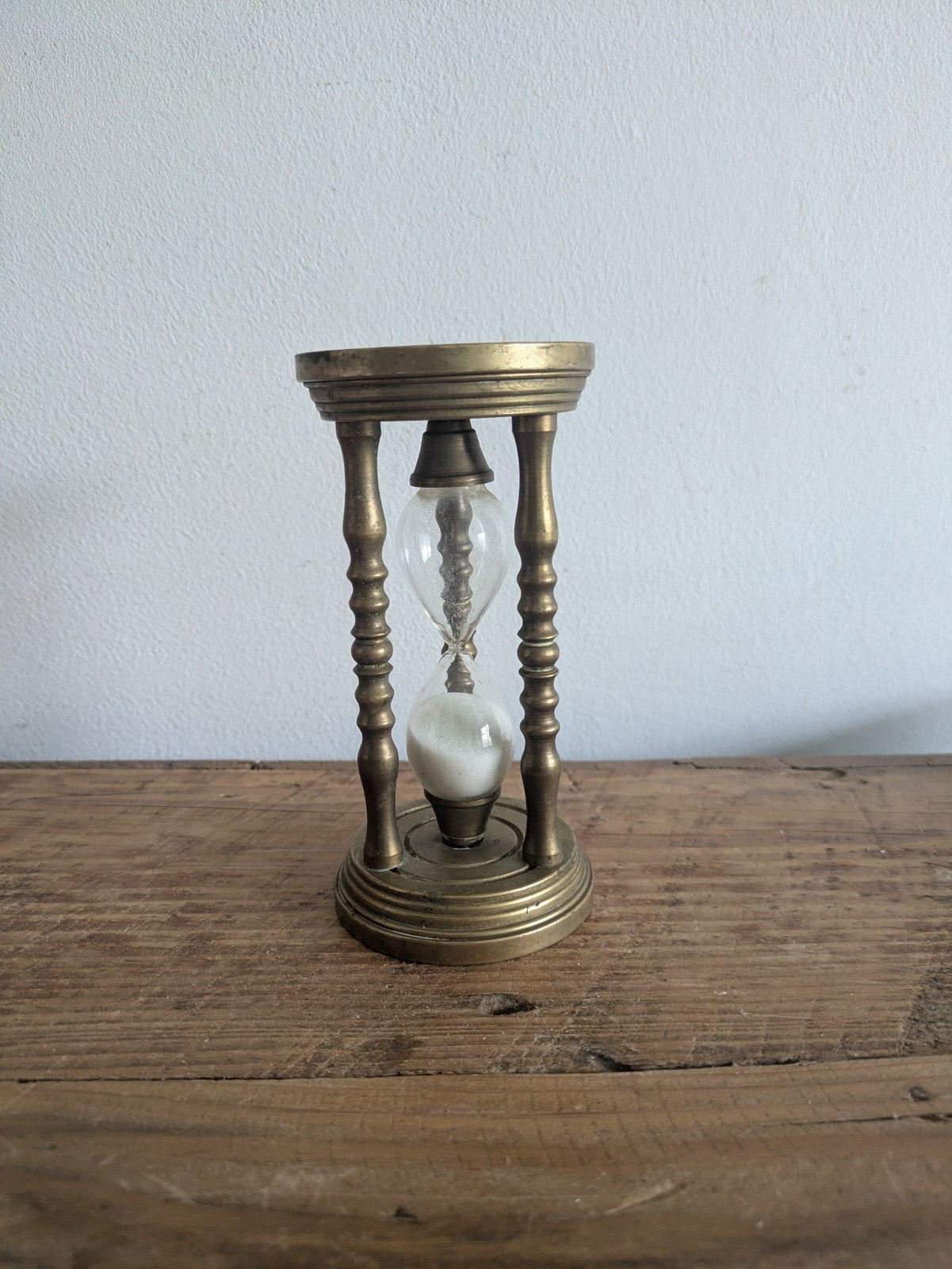 Vintage Brass Sand Hourglass - 5.5 Minute Egg Timer Nautical Star Motif Patina