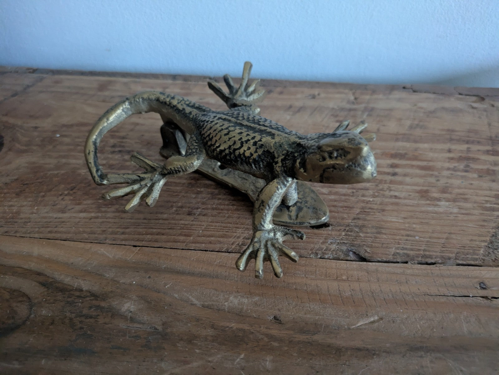 Front Door Knocker Lizard Antique Brass Animal Heavy Chunky Large Vintage Prop