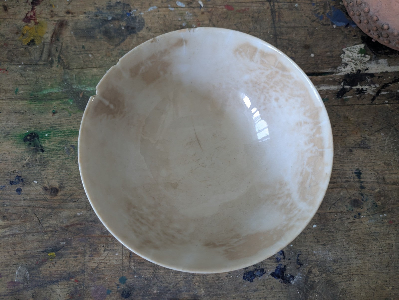 19th C. French Porcelain Round Serving Bowl Gilt Design c. 1800-50 Early Antique