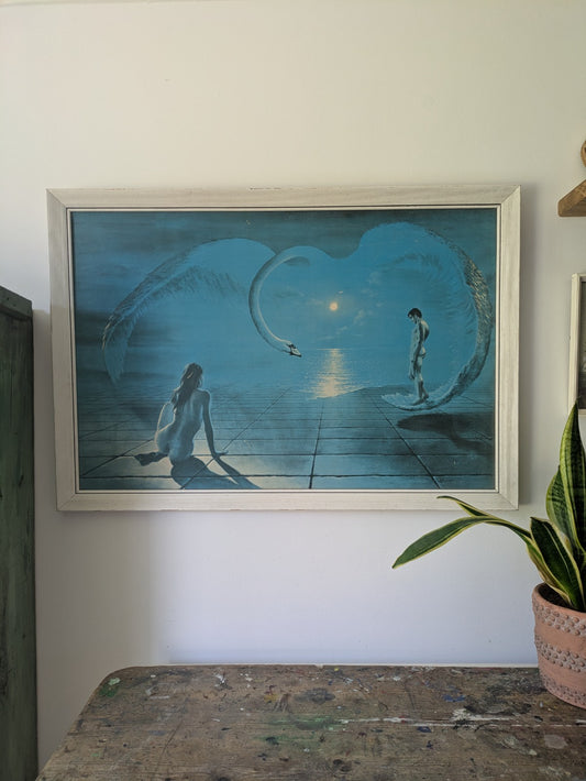 Stephen Pearson 1970 'Wings of Love' Vintage Print Original Frame Retro Kitsch