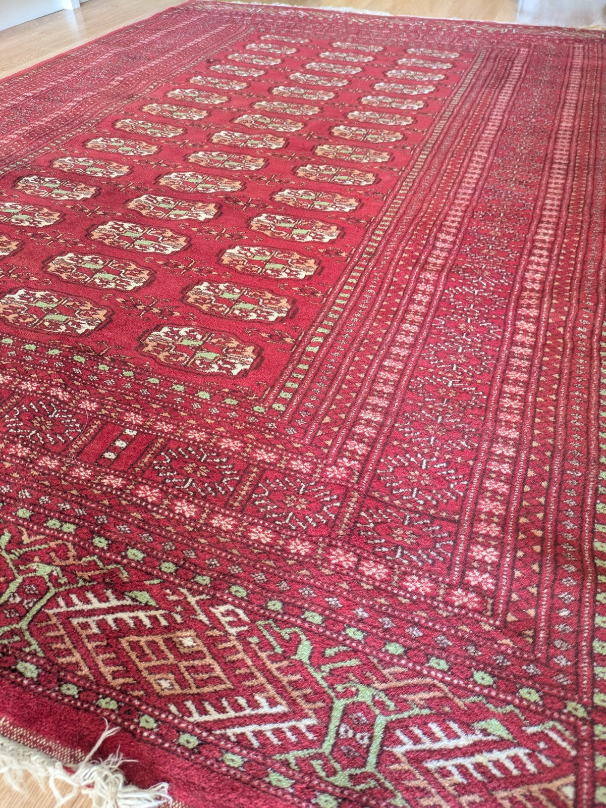 Red Vintage Bokhara Tribal Rug Handmade Afghan Turkmen Mori Gol Oriental Rug Vgc