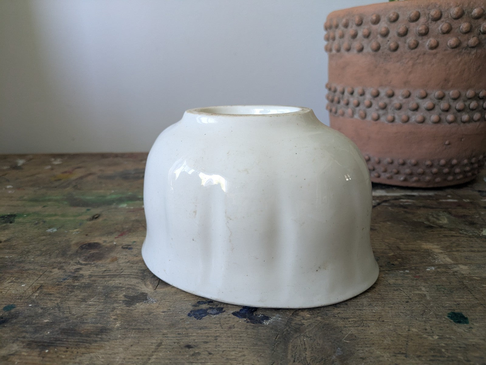 Antique Copeland Ceramic Jelly Mould Oval Design White Vgc Kitchen Prop Decor