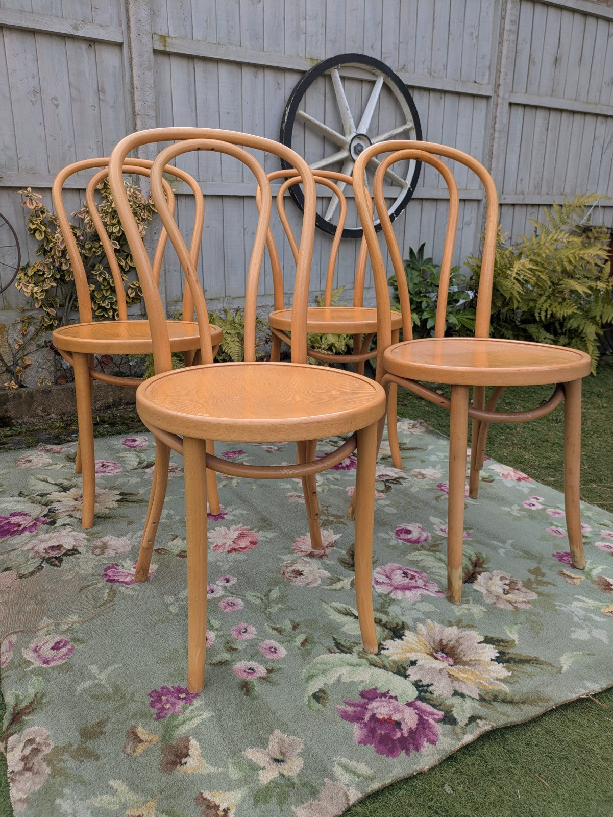 Set of 4 Vintage Fameg Radomsko Bentwood Chairs 1970s Polish Design Beech Wood