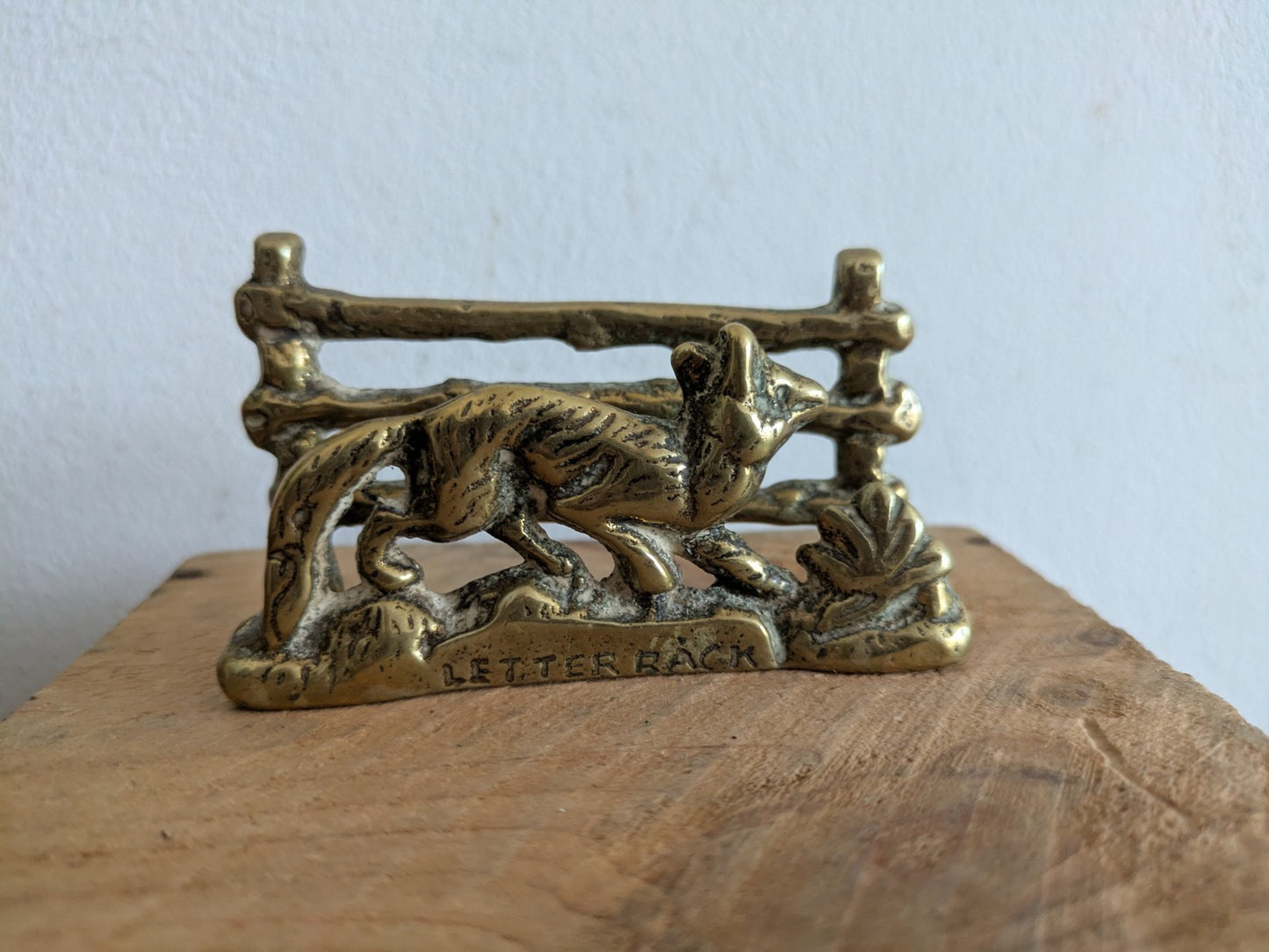 Antique Brass Letter Rack Circa 1890 Fox By The Fence Ornate Design Vintage Vgc