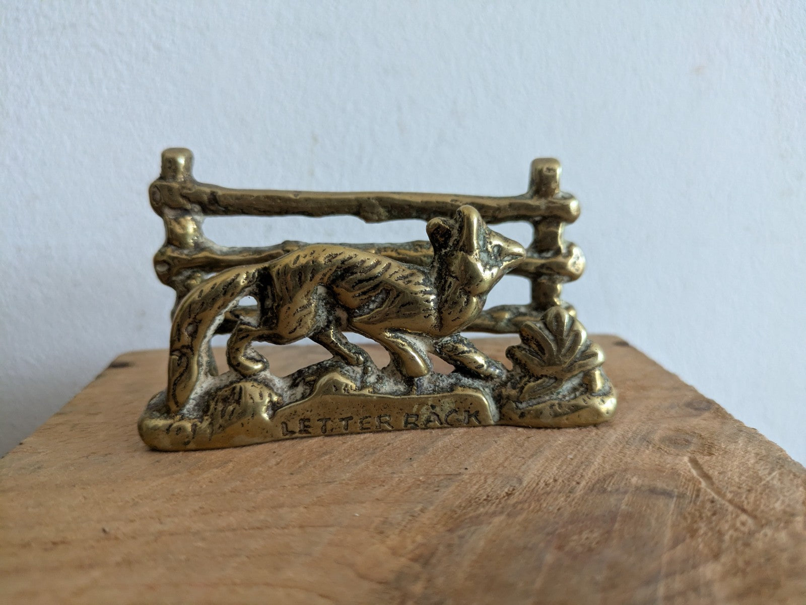 Antique Brass Letter Rack Circa 1890 Fox By The Fence Ornate Design Vintage Vgc