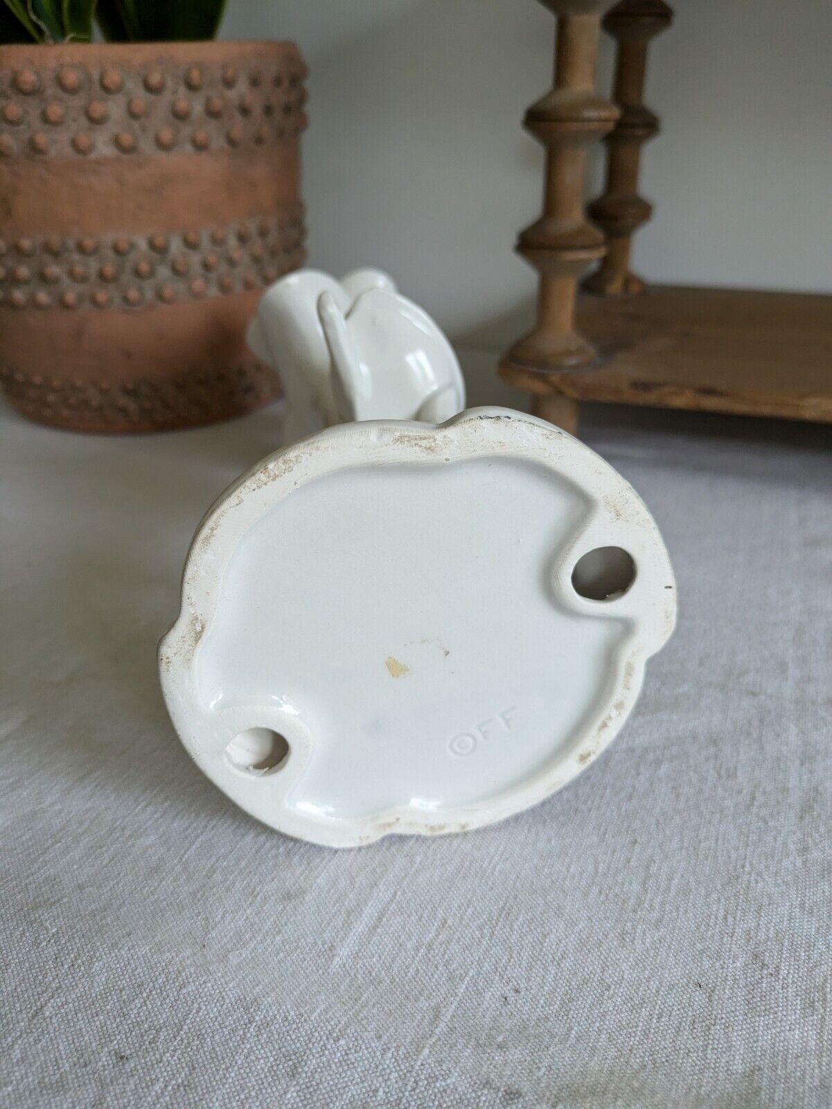 RARE Retro 1980's FITZ & FLOYD JAPAN Flamingo PORCELAIN Candle Holder White Old