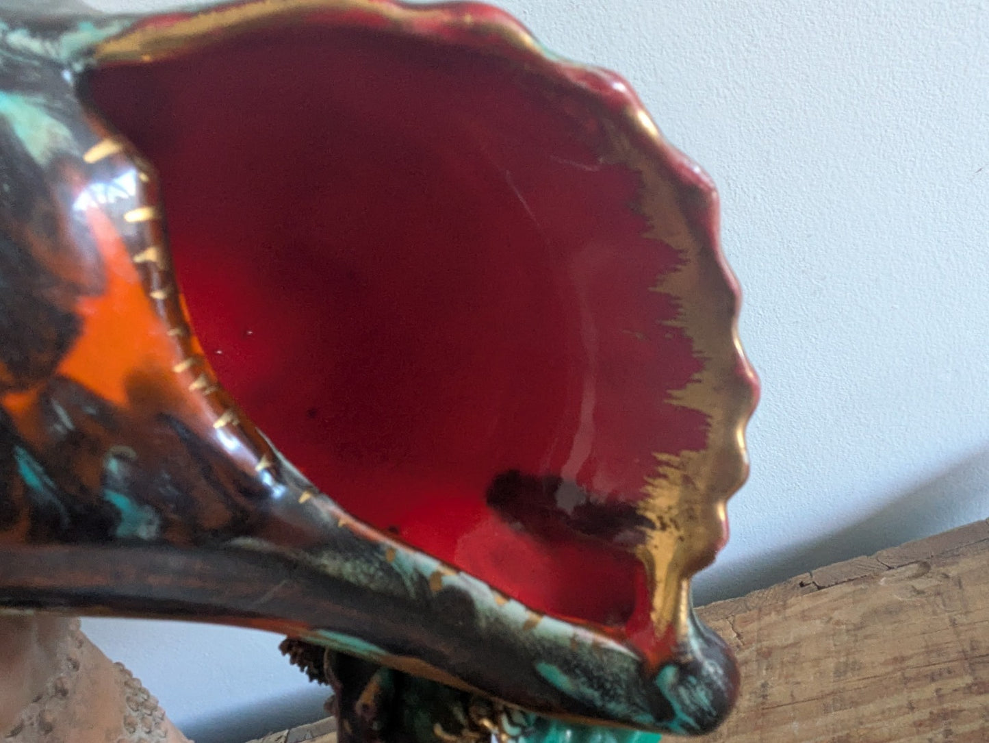 Superb Table Lamp Vallauris Ceramic Under The Sea Conch Shell French Coral VTG