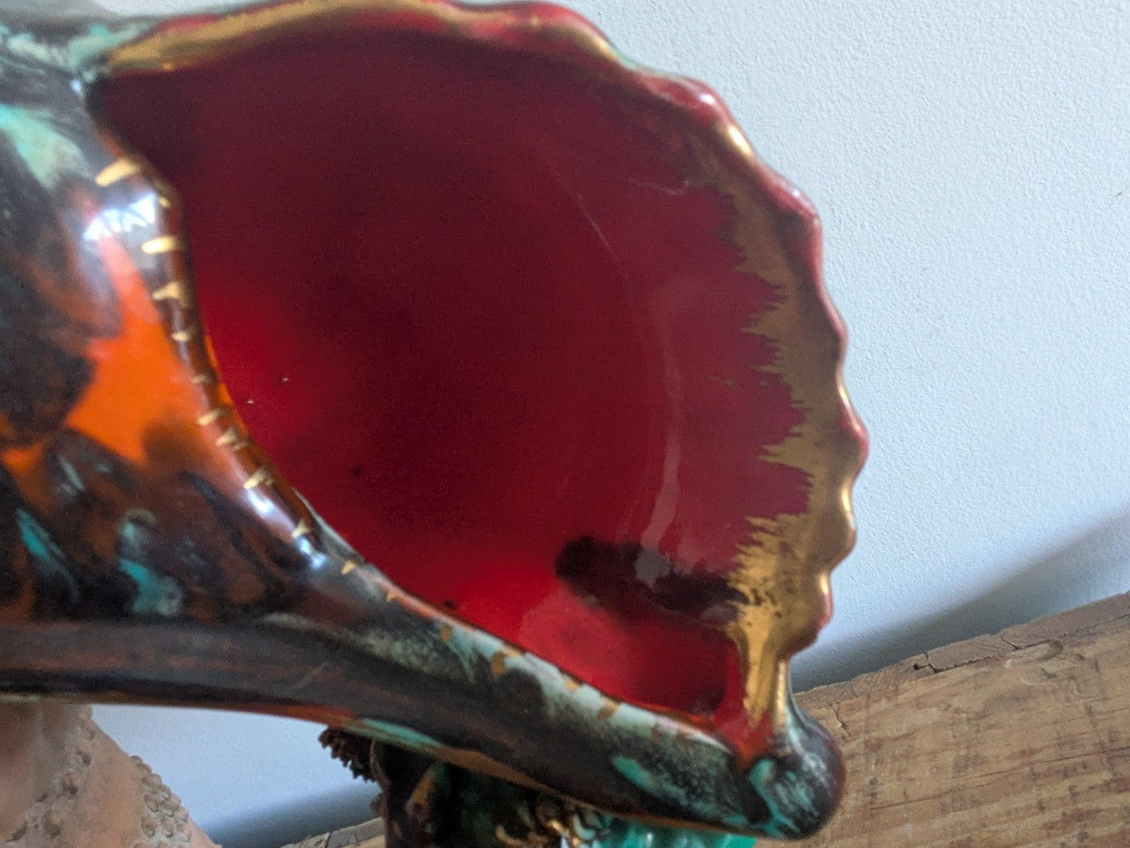 Superb Table Lamp Vallauris Ceramic Under The Sea Conch Shell French Coral VTG