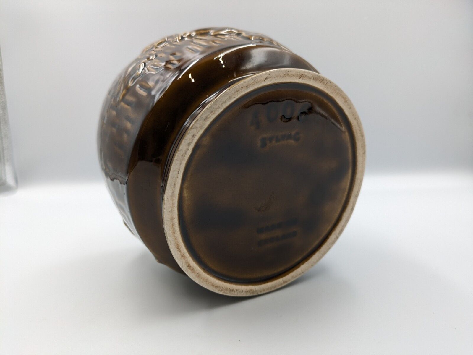Sylvac 4006 Autumn Leaves Vase, retro, vintage, shabby chic Maple Brown Round 