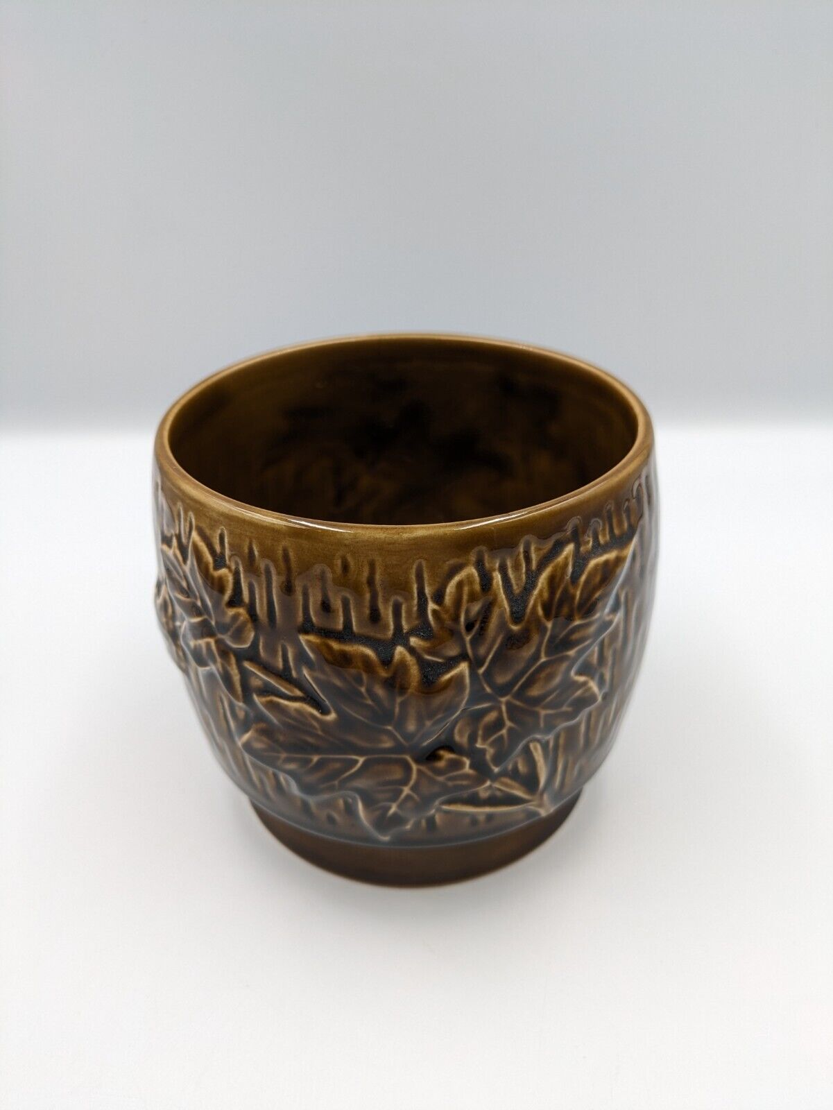 Sylvac 4006 Autumn Leaves Vase, retro, vintage, shabby chic Maple Brown Round 
