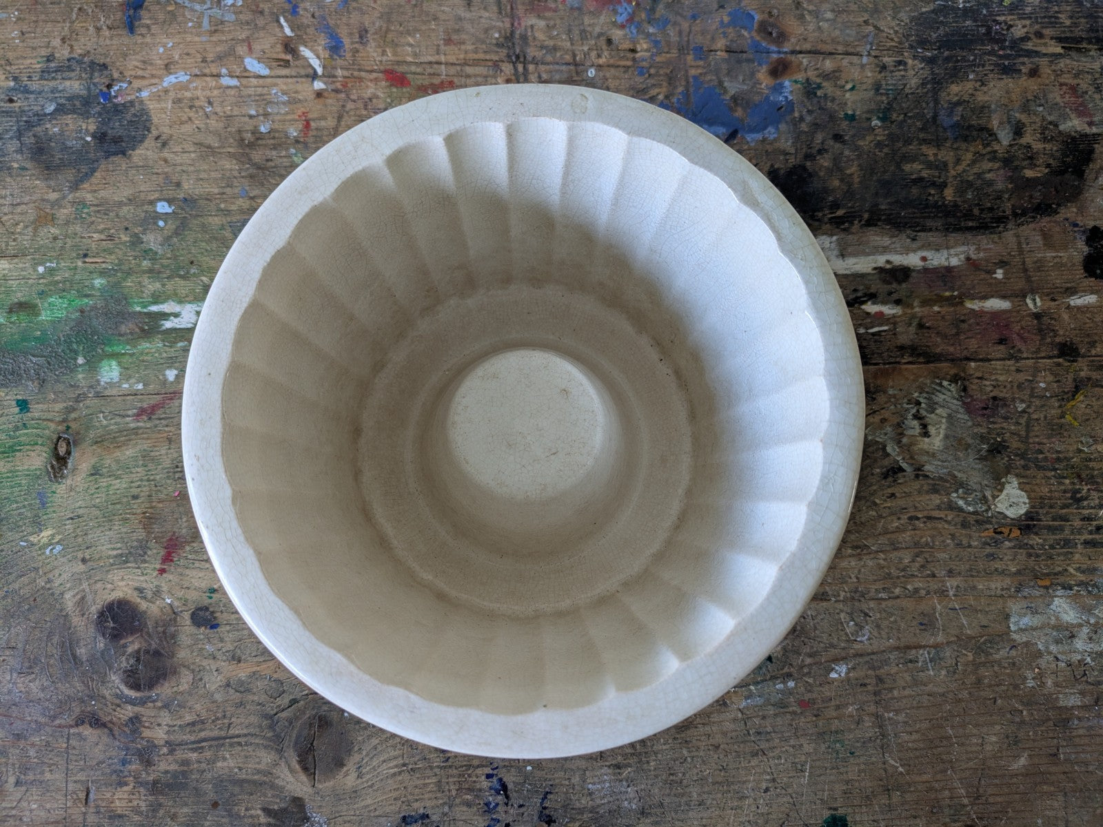 Vintage White Ceramic Jelly Mould Copeland Central Boss Fluted Ring Pudding Mold