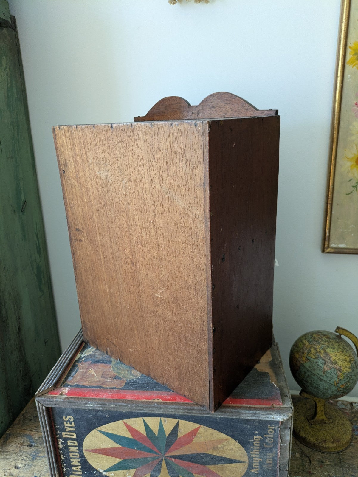 Antique Wooden Display Cabinet Shelves Vintage Wall Cupboard Bathroom Medicine 