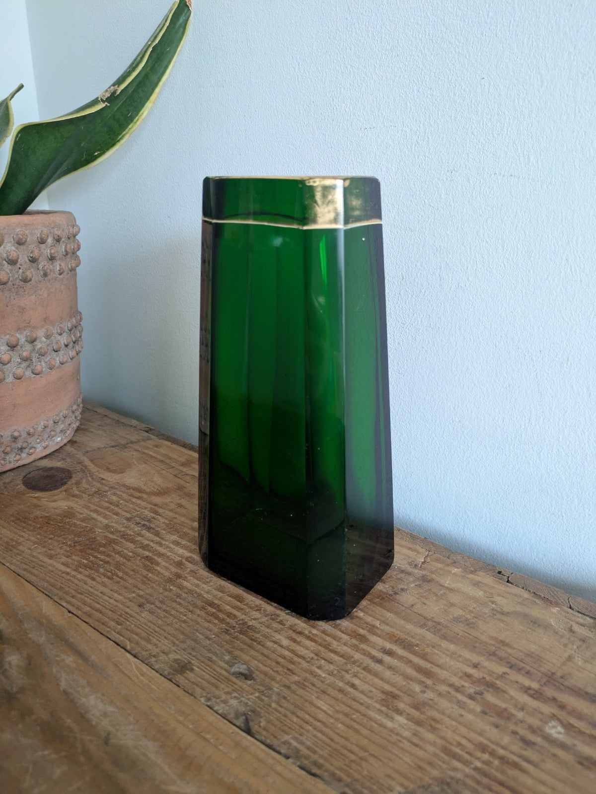 Rare Antique Vase Circa 1900 Claus Josef Riedel Polaun Art Deco Green Gilt Vtg