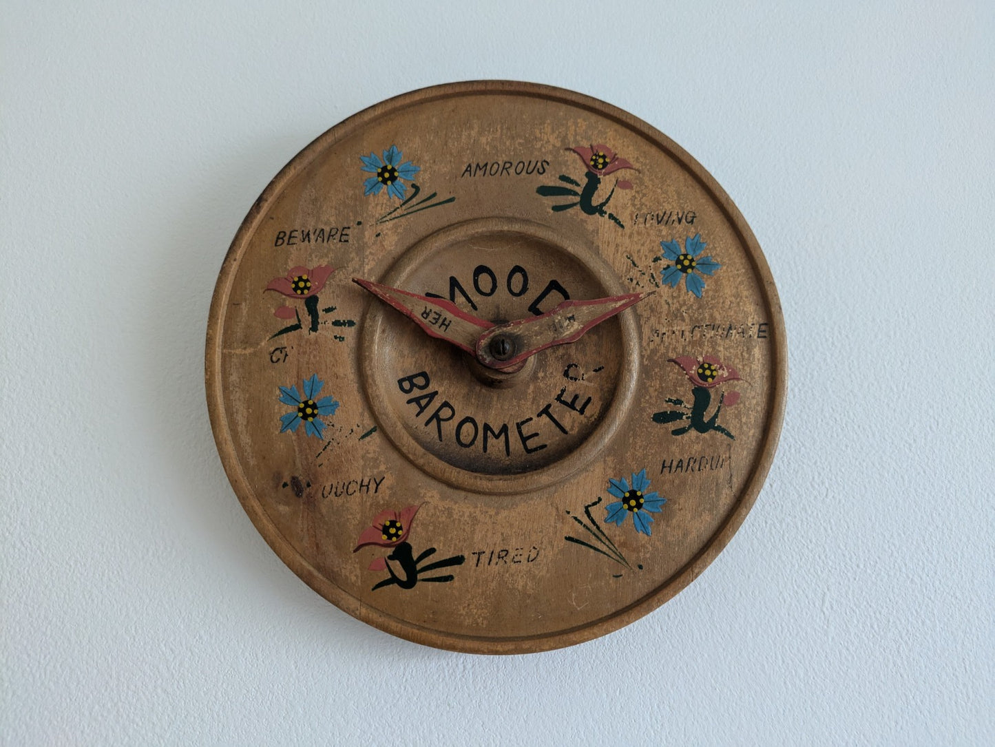 Vintage Folk Art Humorous Wood Mood Barometer Sign Gag Novelty Hand Painted Prop