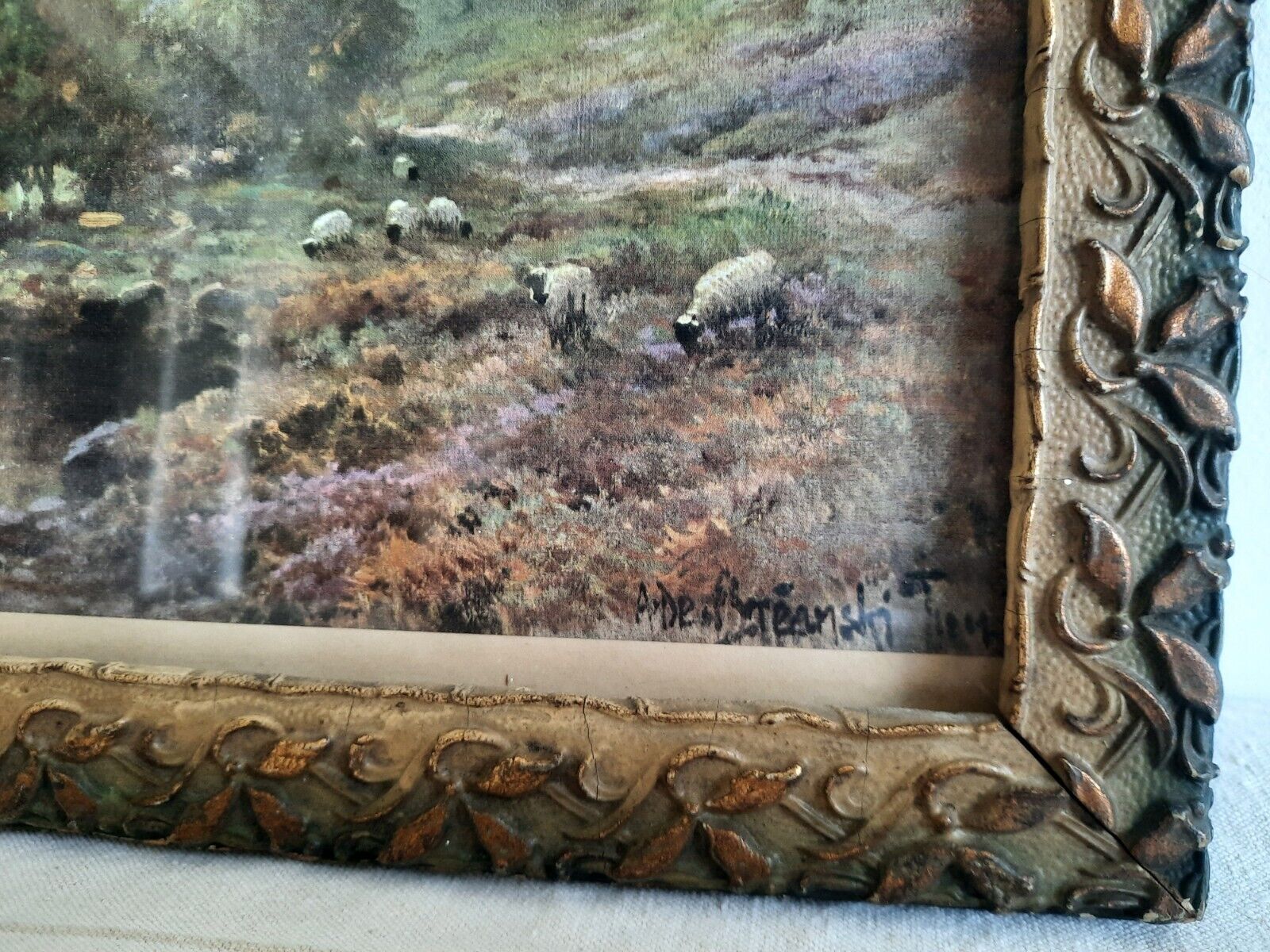 A superb Antique Framed Alfred de Breanski early print Landscape River Highland