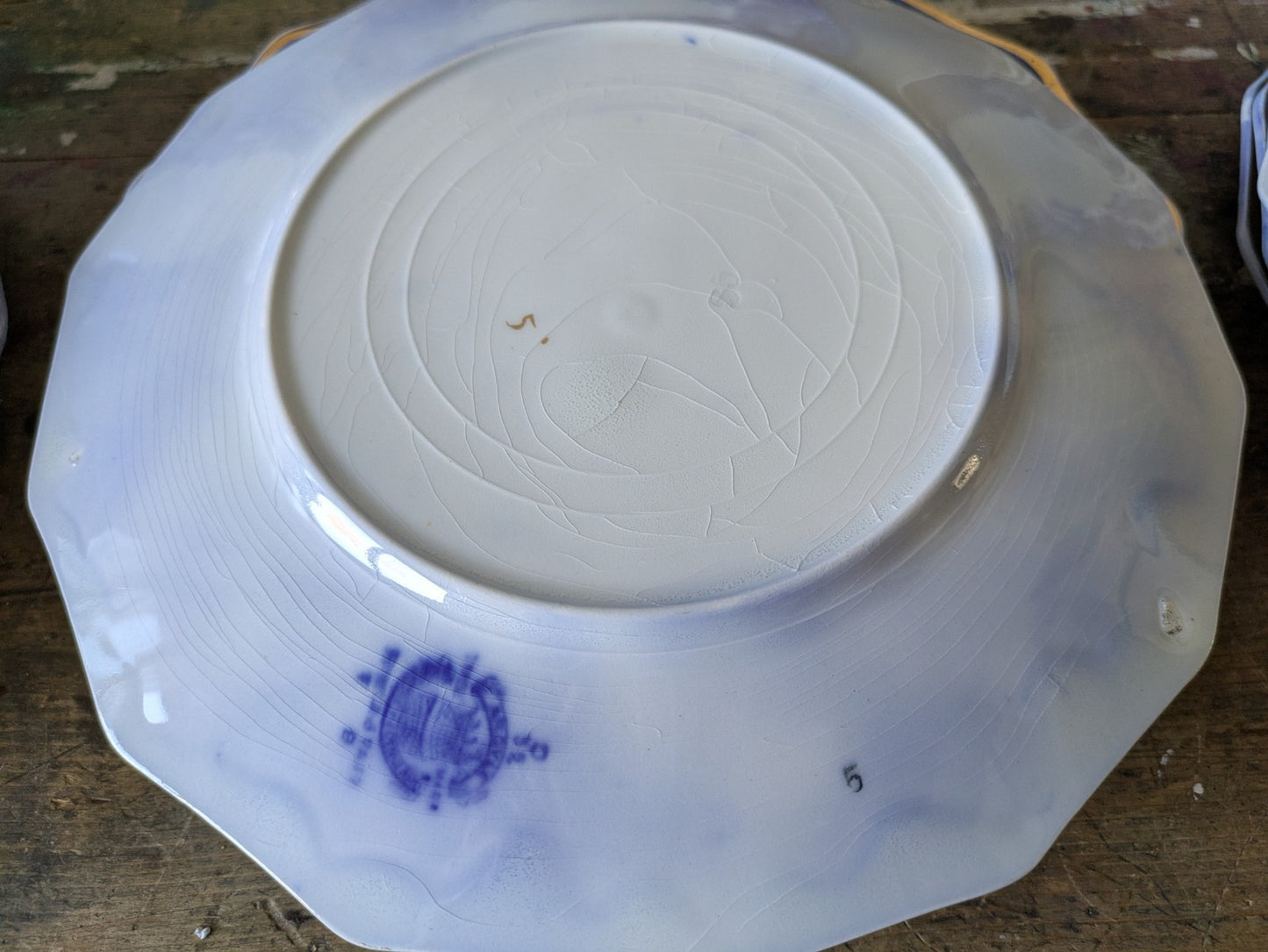 16 Piece Antique Vtg W. H. GRINDLEY Argyle Flow Blue Dinner Dessert Plates Set