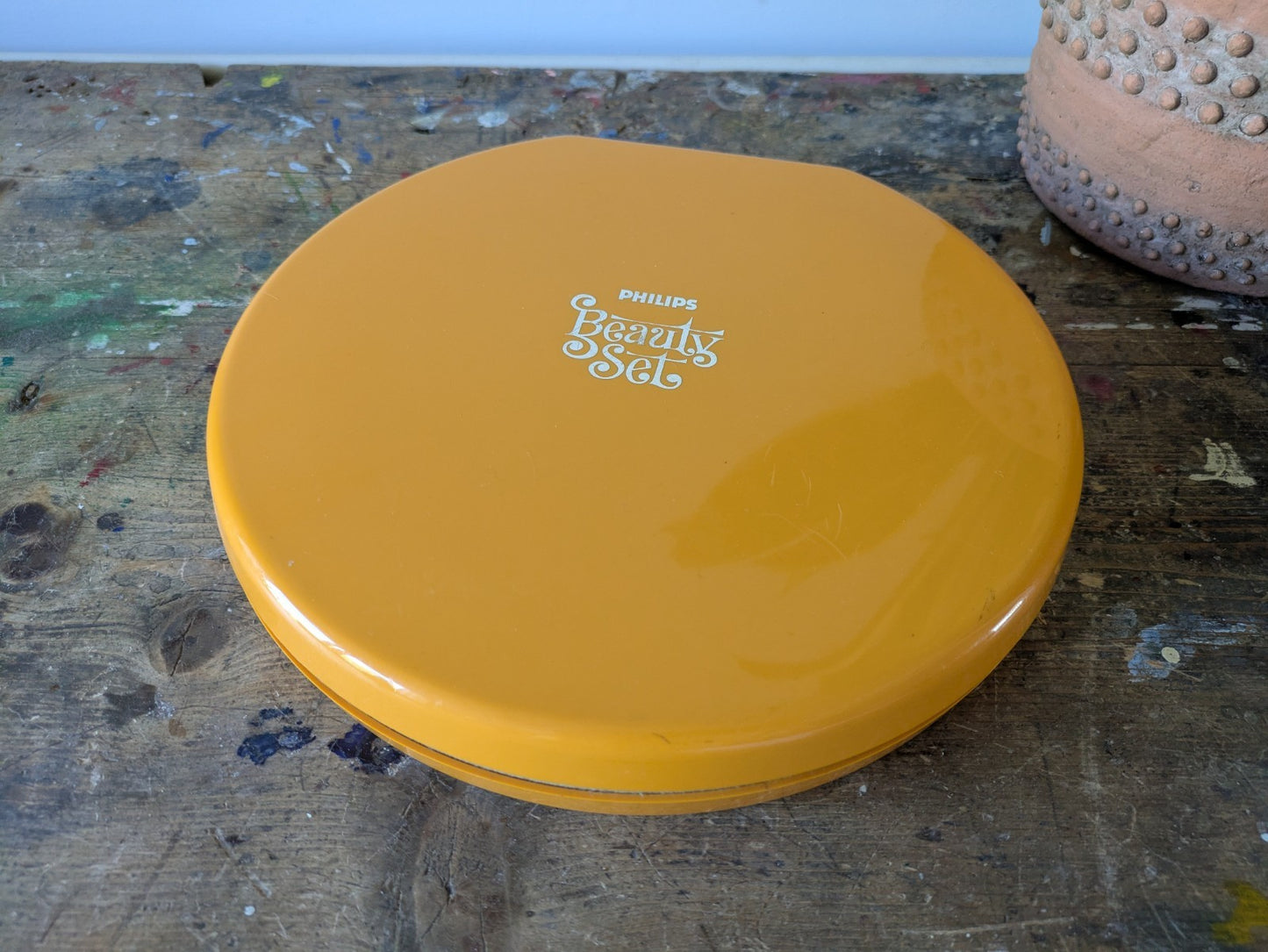 Vintage 70s  80s Prop Phillips Beauty Vanity Set Tool Massage Manicure Orange
