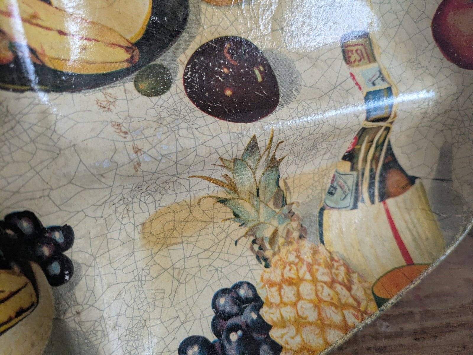 1950s Kitsch Sectional Tray Classic Decoration Fruit Bottles Grapes Retro Prop
