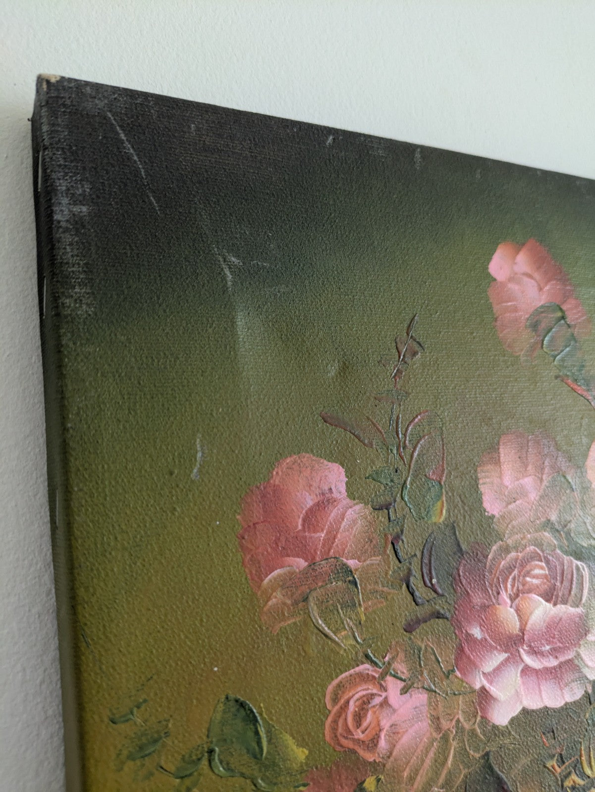 Signed Oil Painting Floral Bouquet Picture Vintage Still Life On Canvas Fields