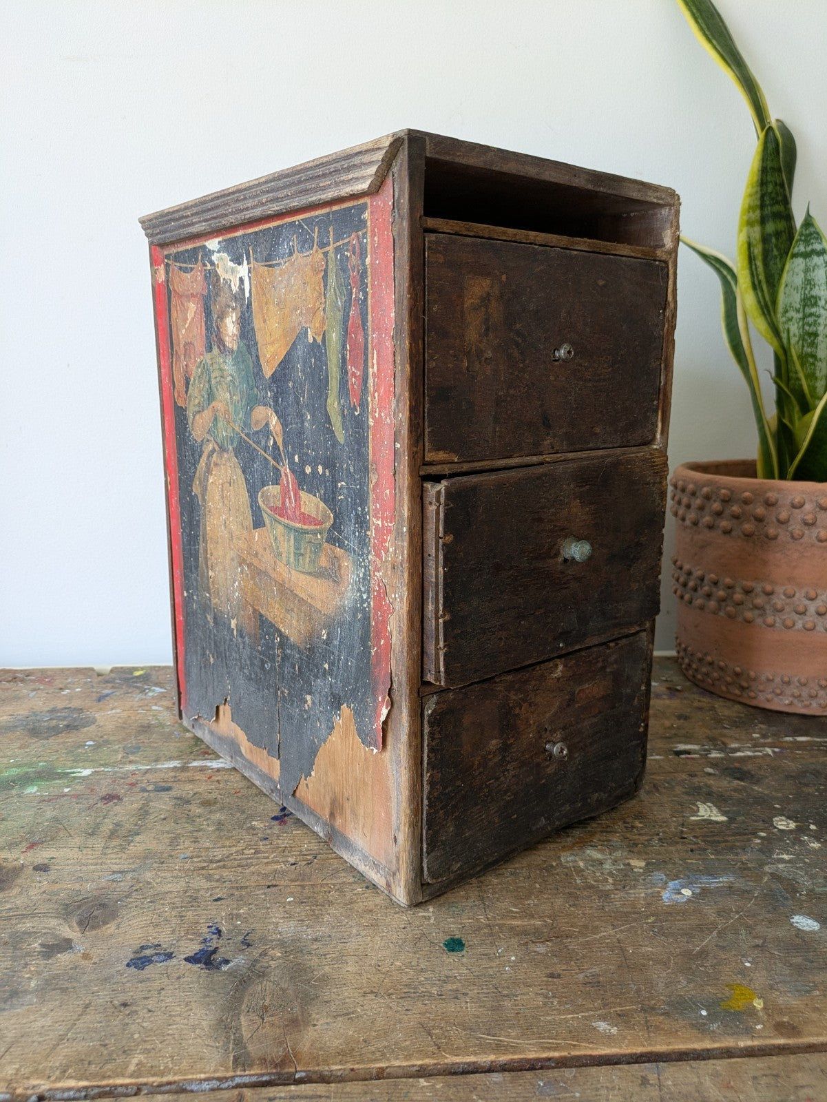 Antique Shop Diamond Dyes Display Cabinet Fitting Drawer Unit Advertising Vtg 