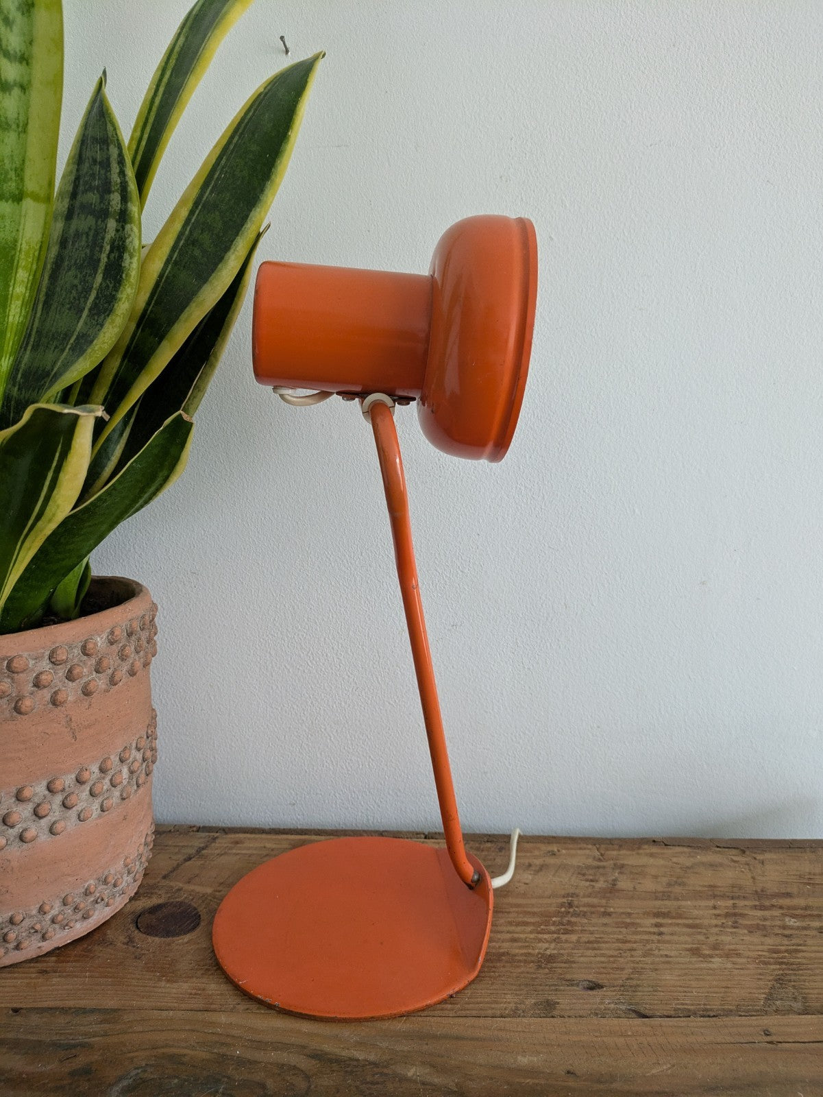 Vtg Midcentury German Leuchten Retro Desk Reading Lamp Light Orange Metal 60/70s
