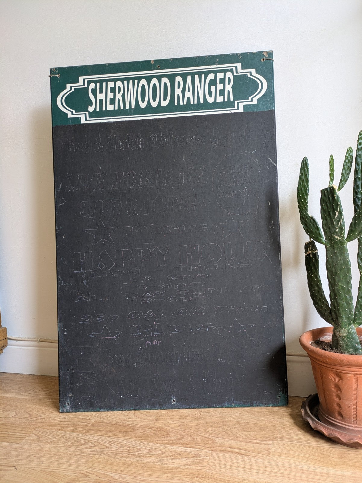 Pub Advertising Chalkboard Sherwood Ranger Club Reclaimed Noticeboard Football