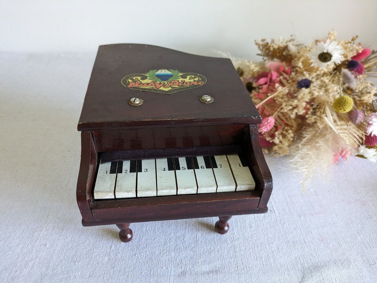 VINTAGE CHILDRENS TOY 'GRAND BABY PIANO' c1930s RETRO MUSIC PLAY SMALL ANTIQUE 