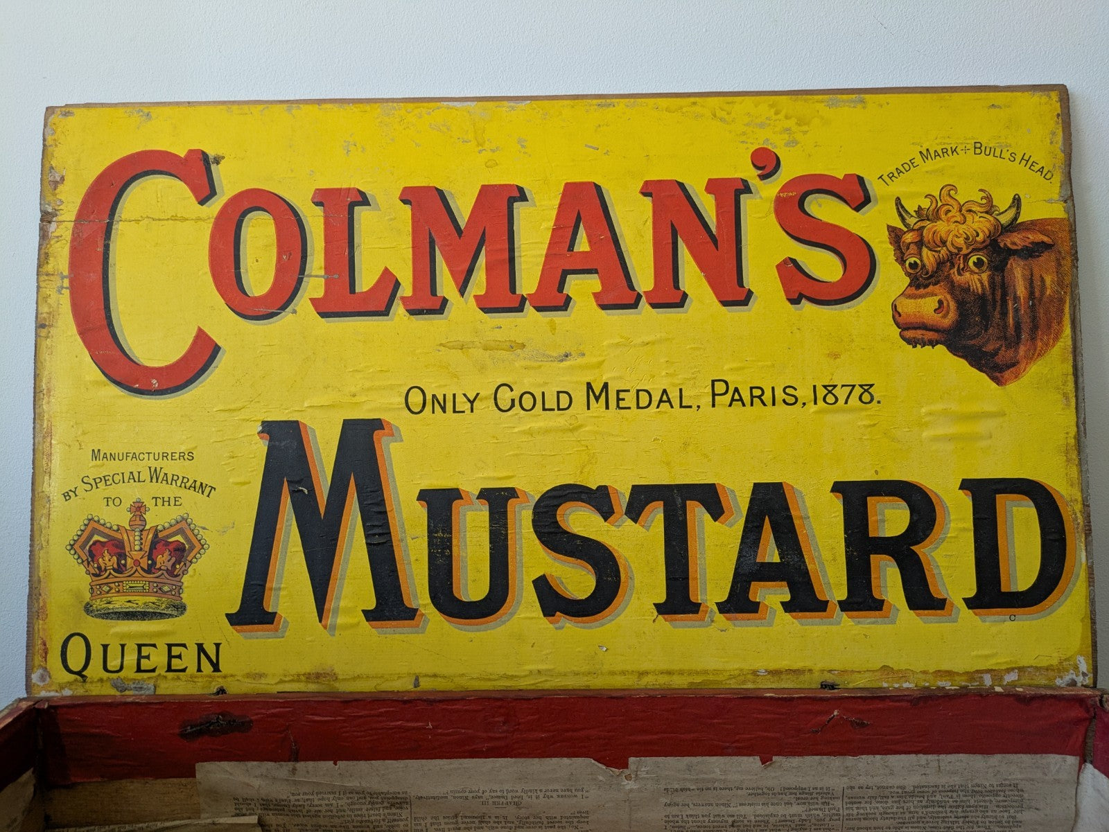 Rare Antique Colman's Mustard Crate 1890 Box Advertising Packaging Vintage Prop