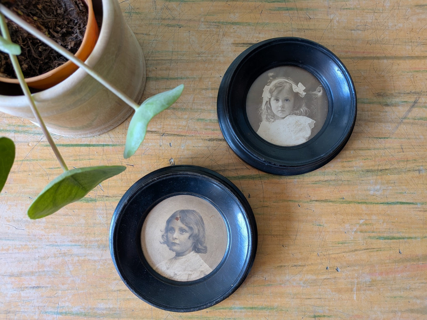 Pair Antique Victorian English London Stereoscopic Co. photos Ebonised Frames