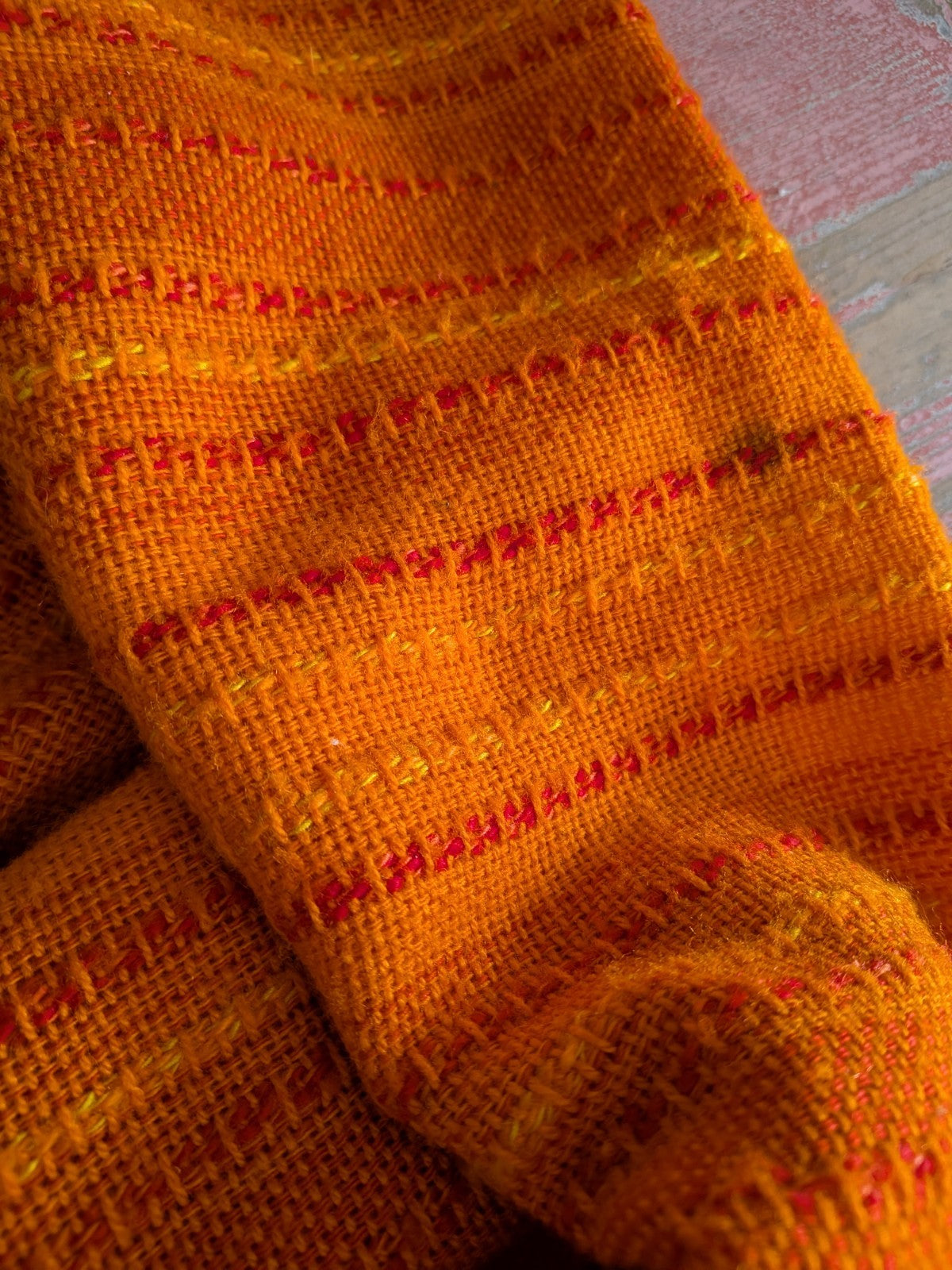 Vintage Retro Orange Polyester Double Bedspread Topper Bedding RARE Prop Woven