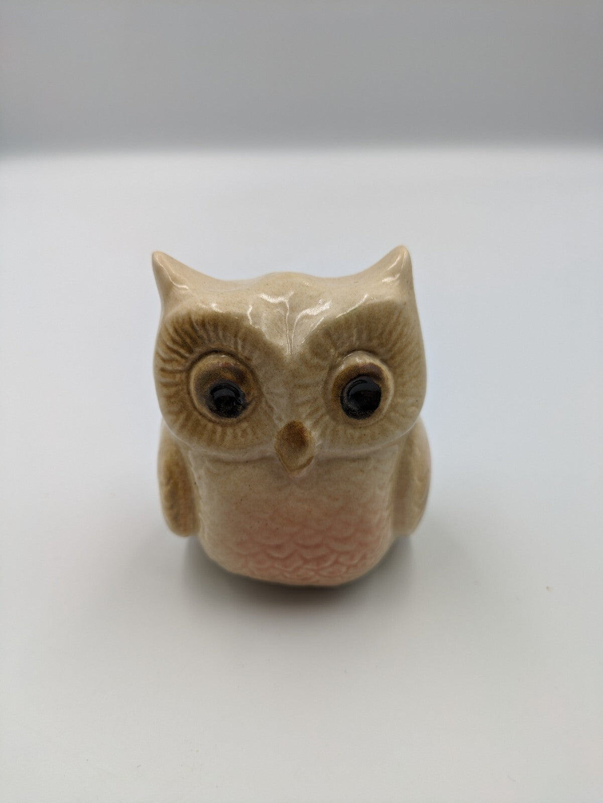 Vintage Retro Kitsch Ceramic Owl Figurine Prop Mid Century Old Original Glazed