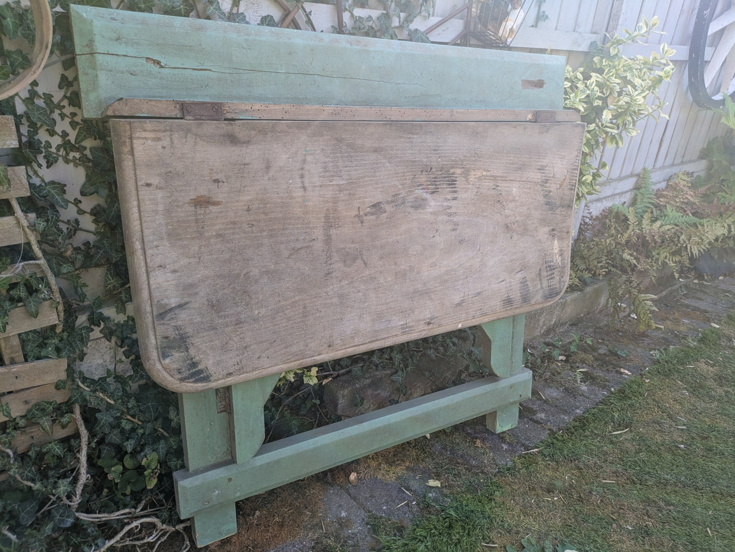 Vintage Antique Folding Table Pine Rustic Drop Down Wall Mounted Primitive Old 