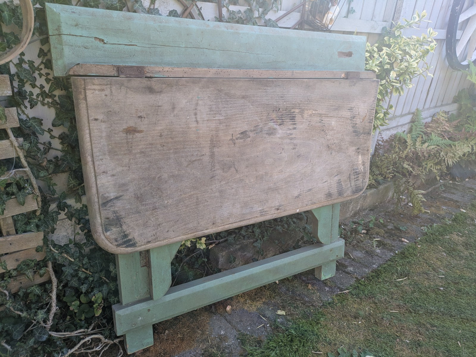 Vintage Antique Folding Table Pine Rustic Drop Down Wall Mounted Primitive Old 