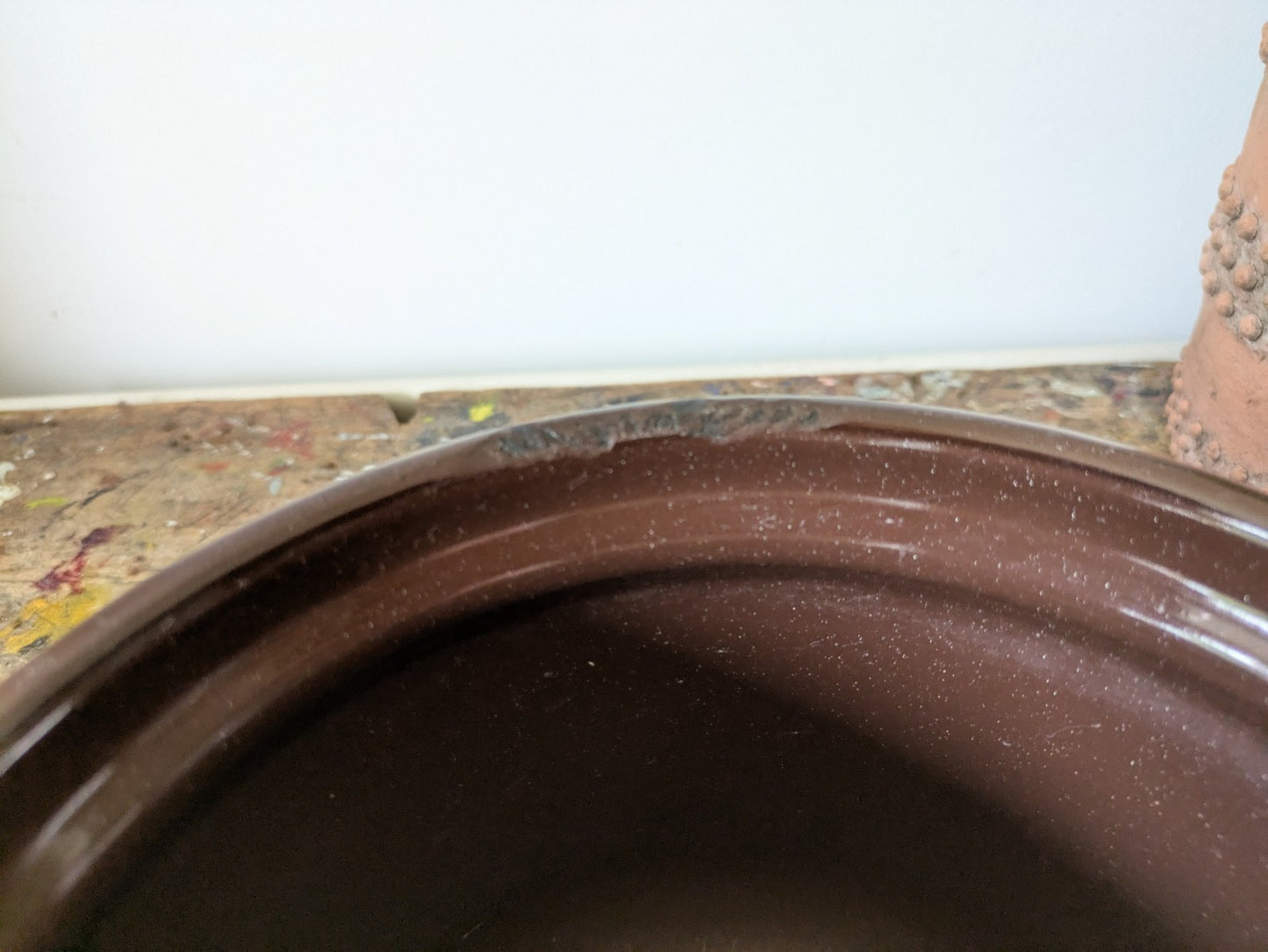 Floral Emalia Olkusz Polish Enamel Cooking Pot Daisy Vintage Retro 1907 Brown